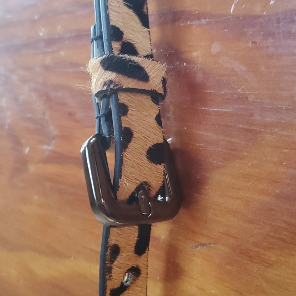 Animal Calf Fur Design Thin Belt Size S